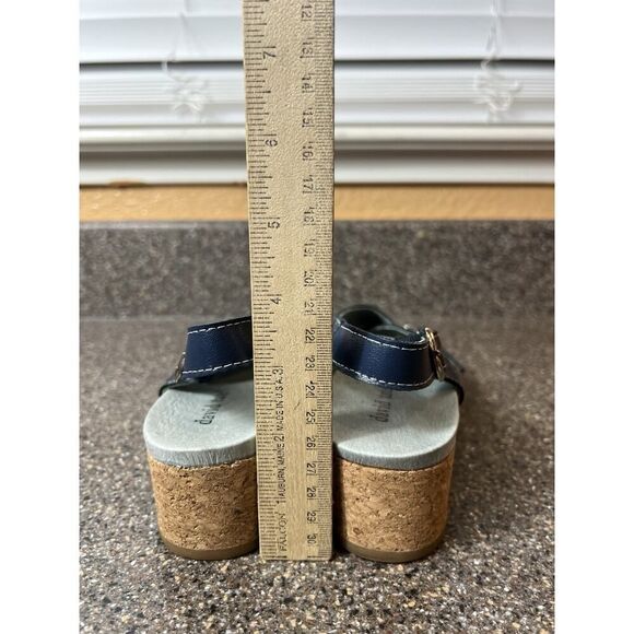 David Tate Comfort Sandals Womens 8 N Navy Blue Leather Slip On Wedge Sling Back - Picture 9 of 11